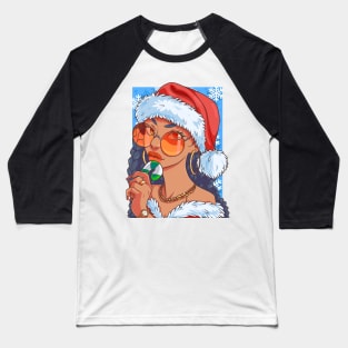 Black Santa Claus Gangster Christmas Baseball T-Shirt